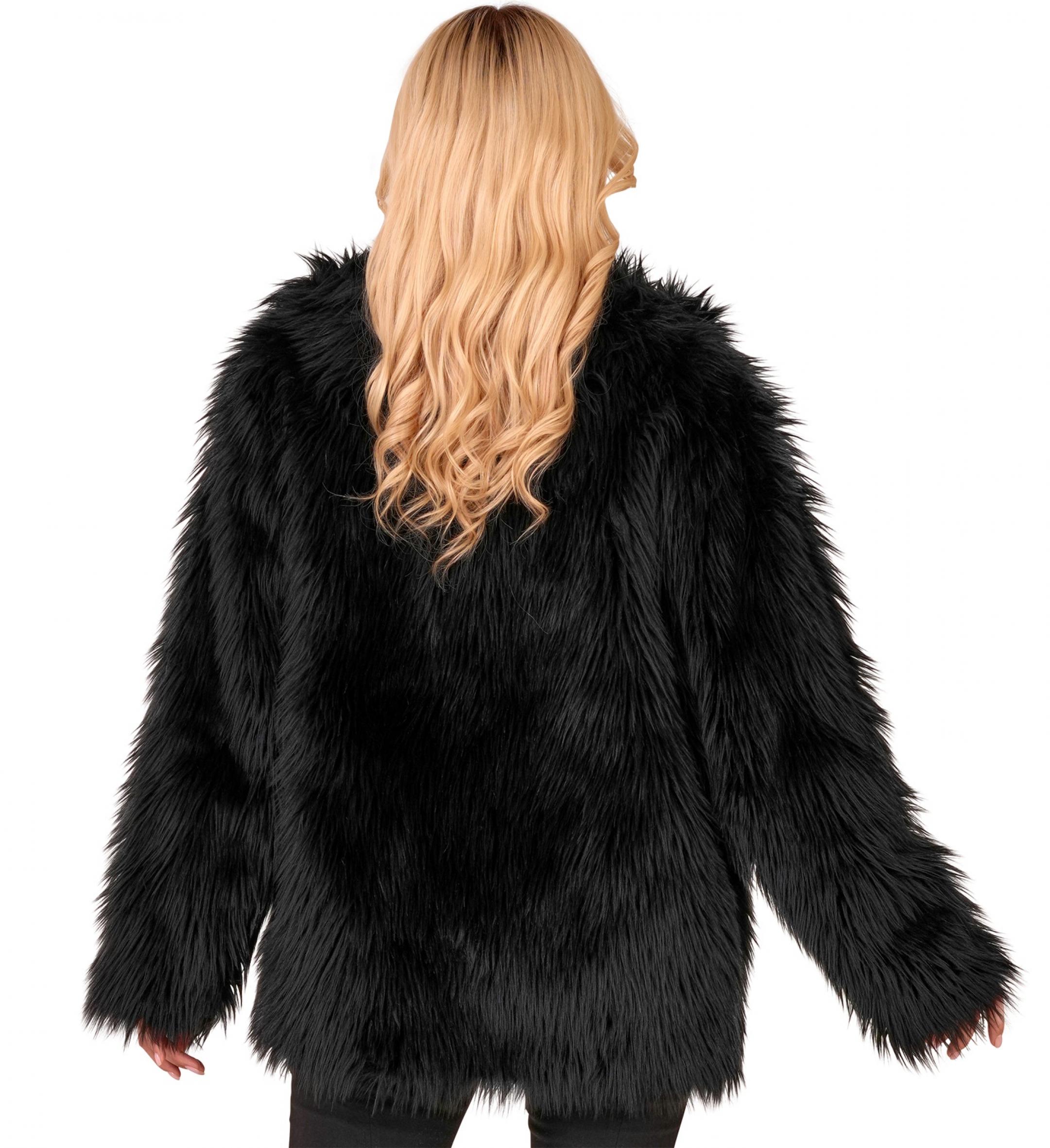 Veste en peluche fausse fourrure noire mixte taille S/M