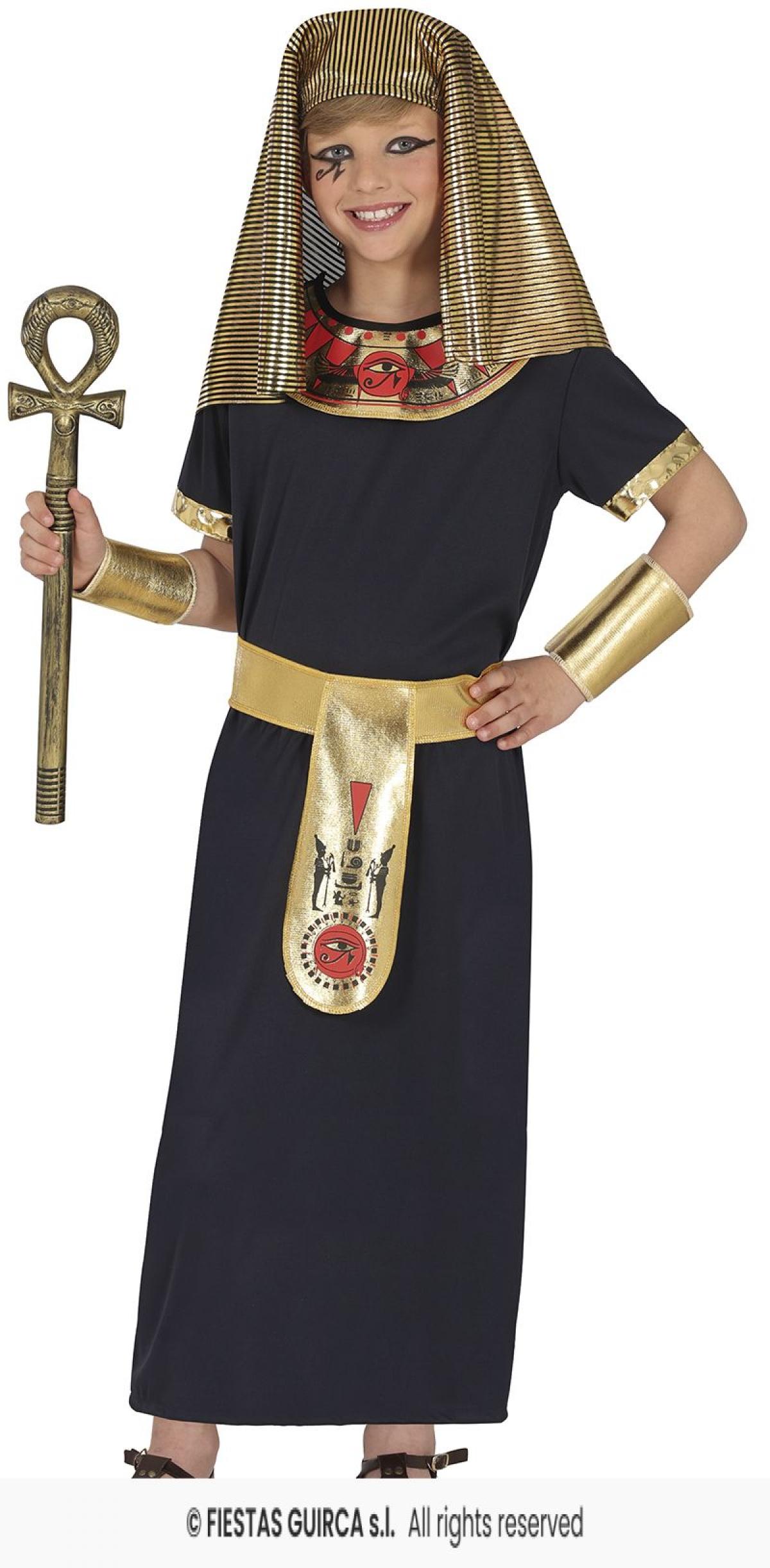 Pharaon égyptien garçon noir et or 3/4 ans