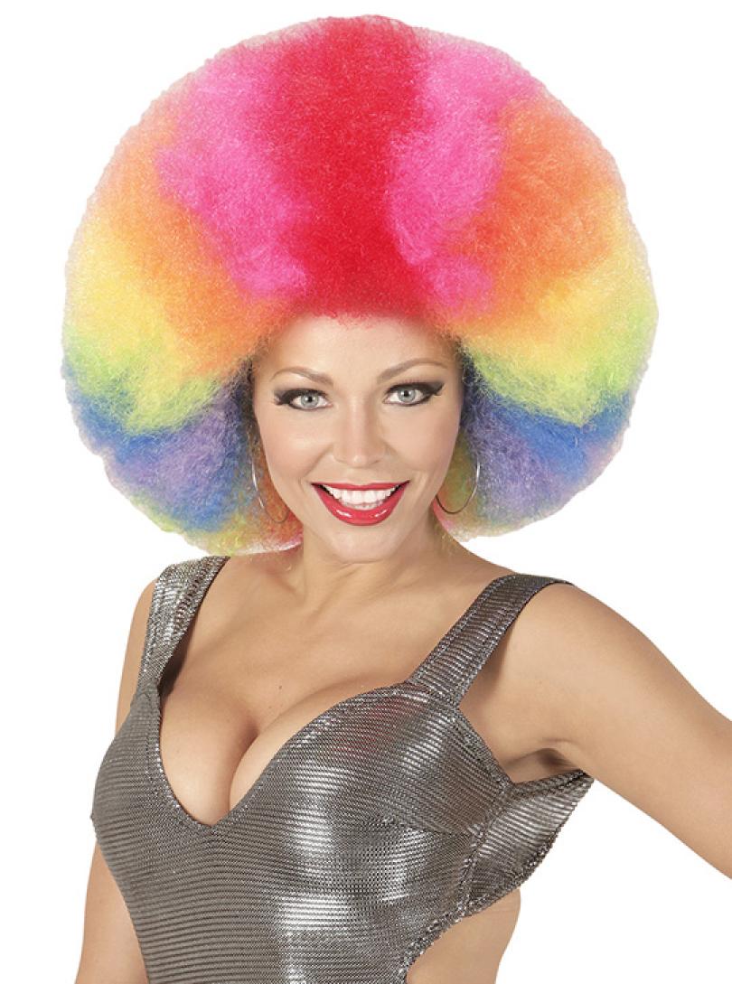 Méga perruque clown multicolore