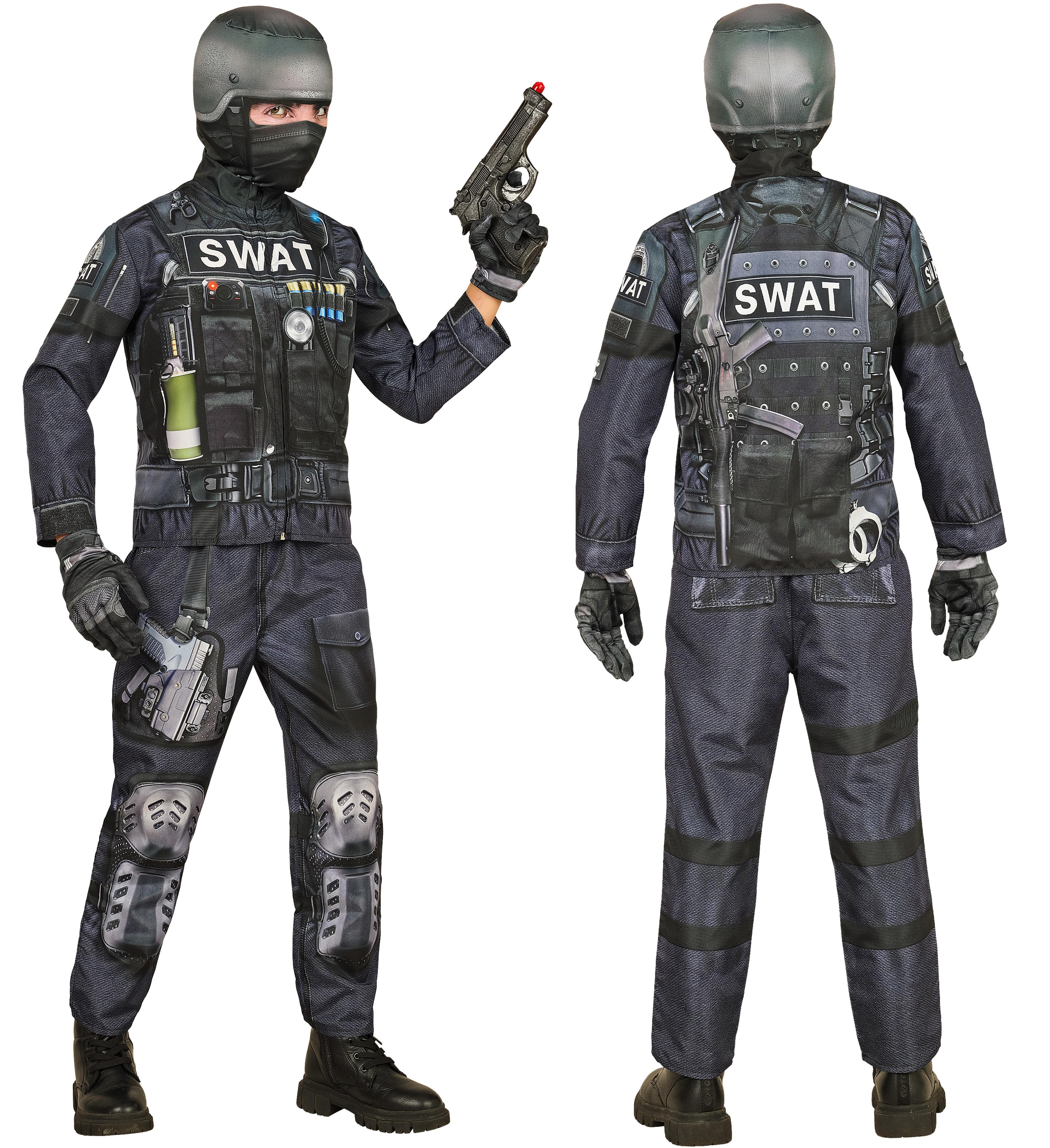 Déguisement effet réaliste policier SWAT imprimé Fast Costume Taille 11/13 ans