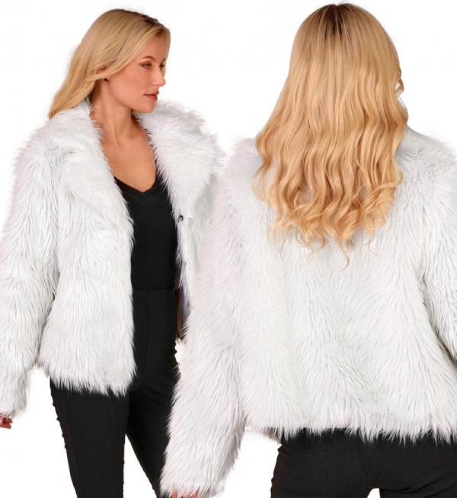 Veste en peluche fausse fourrure blanche femme taille L/XL