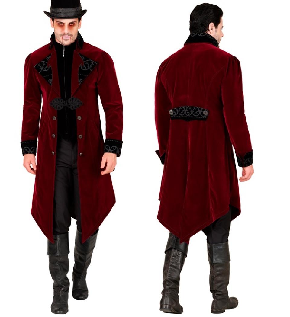 Manteau gothique rouge bordeaux en velours qualité luxe taille L