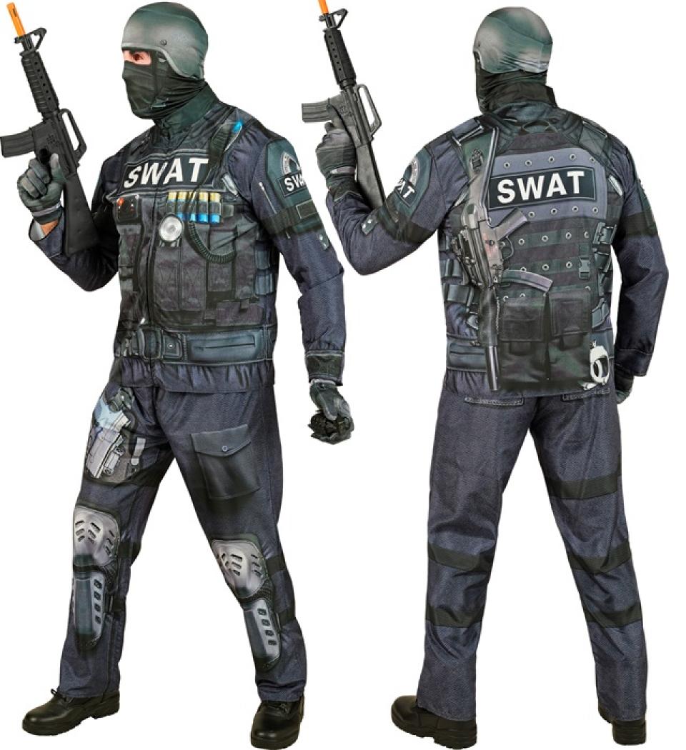 Déguisement effet réaliste policier SWAT imprimé Fast Costume intégral taille L