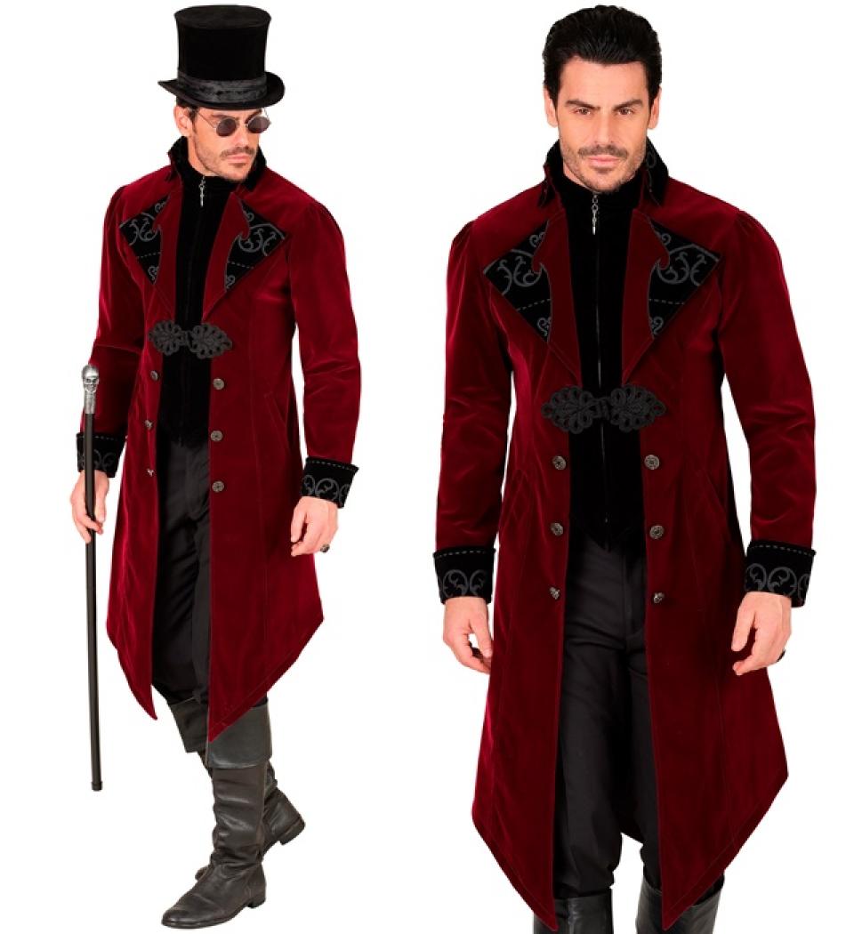 Manteau gothique rouge bordeaux en velours qualité luxe taille L