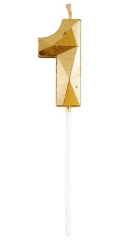Bougie chiffre diamant or 1