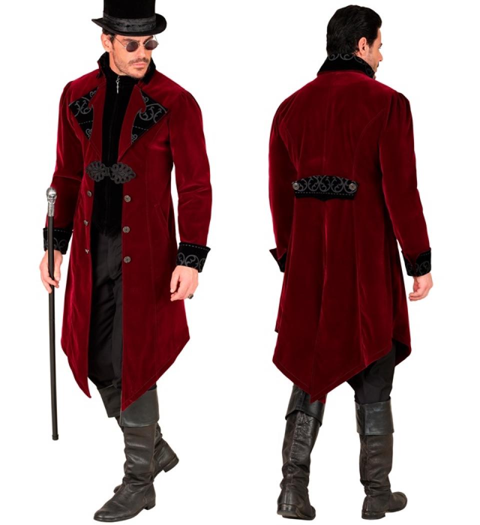 Manteau gothique rouge bordeaux en velours qualité luxe taille L