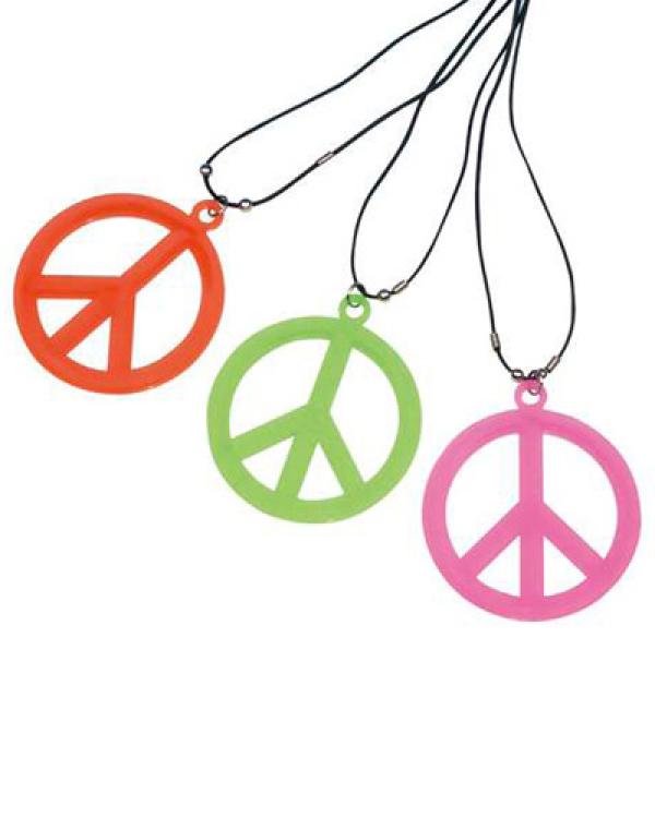 Collier hippie peace and love PVC couleur