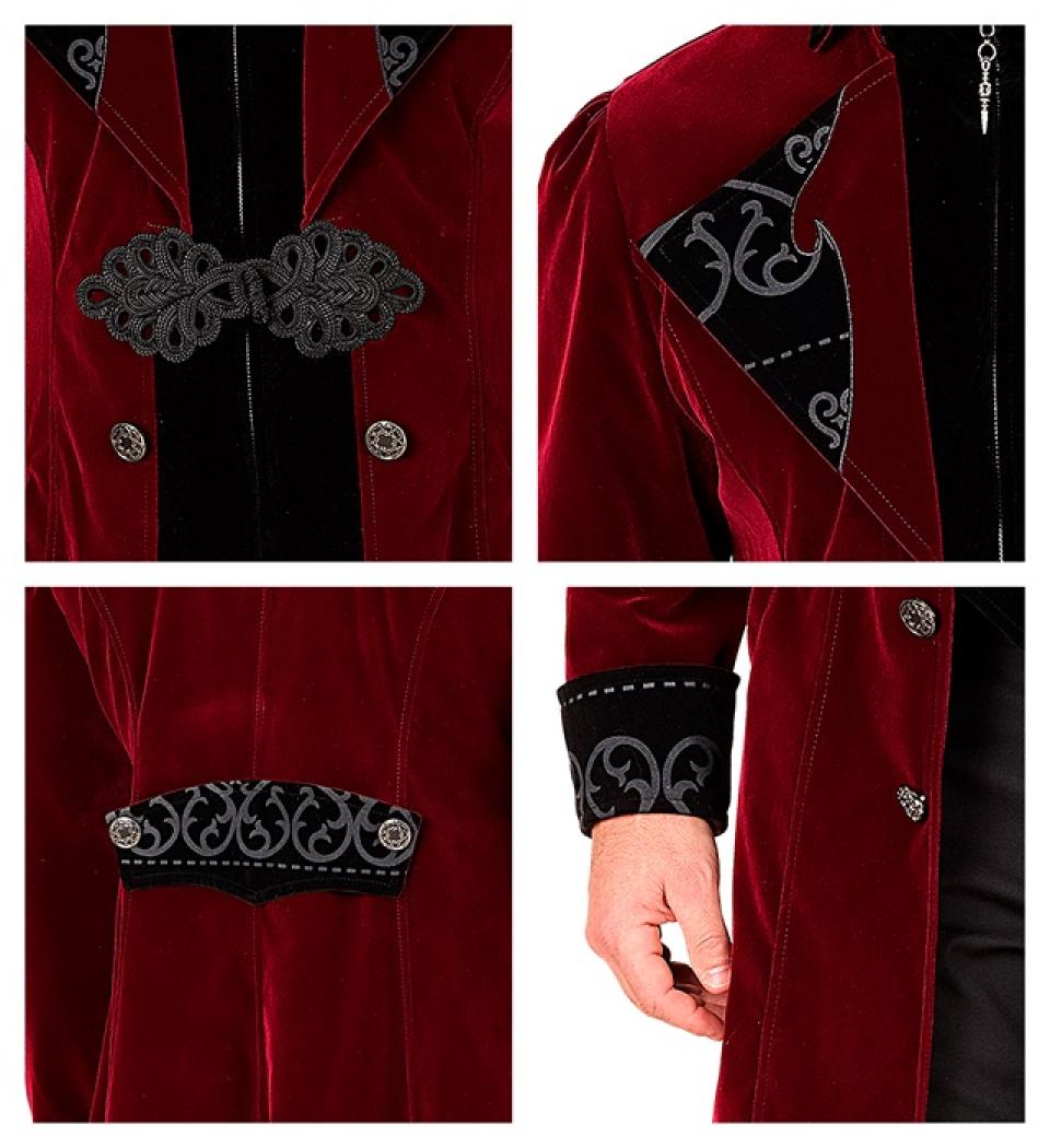 Manteau gothique rouge bordeaux en velours qualité luxe taille L