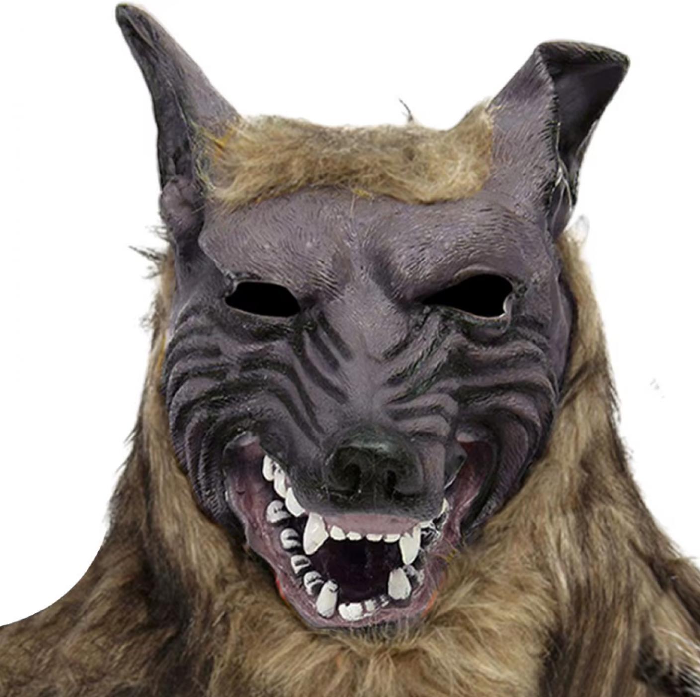 Masque de loup en latex et peluche