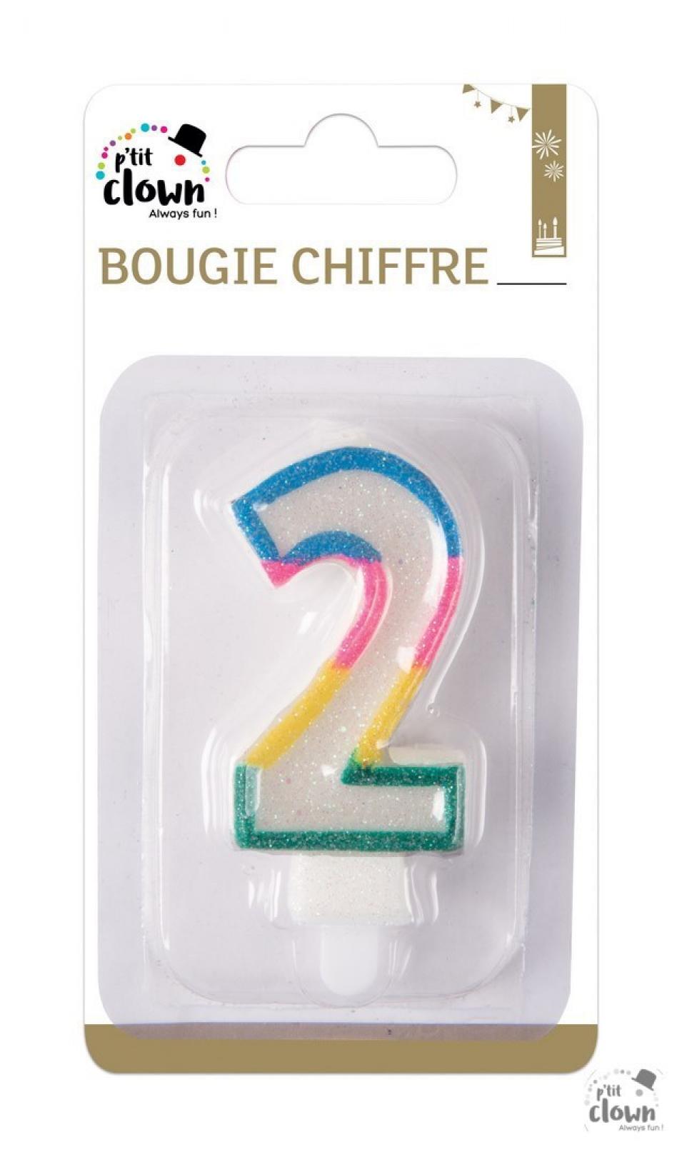 Bougie paillettes chiffre 2