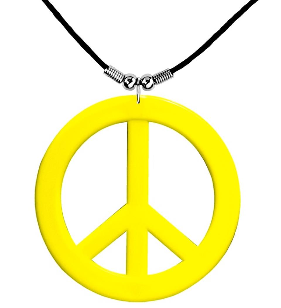 Collier hippie peace and love PVC couleur