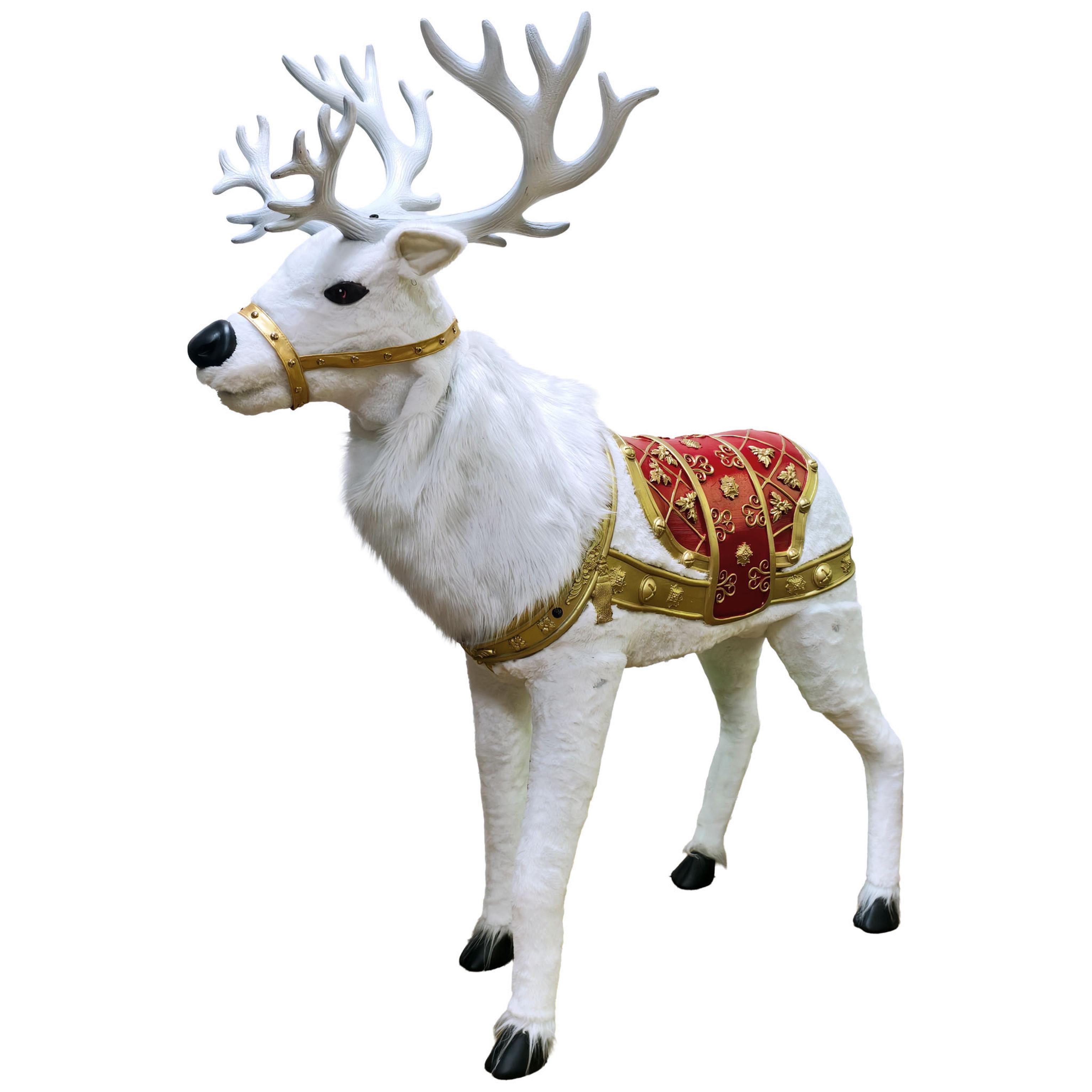 Animatronic automate Renne de Noël blanc avec bois 130cm