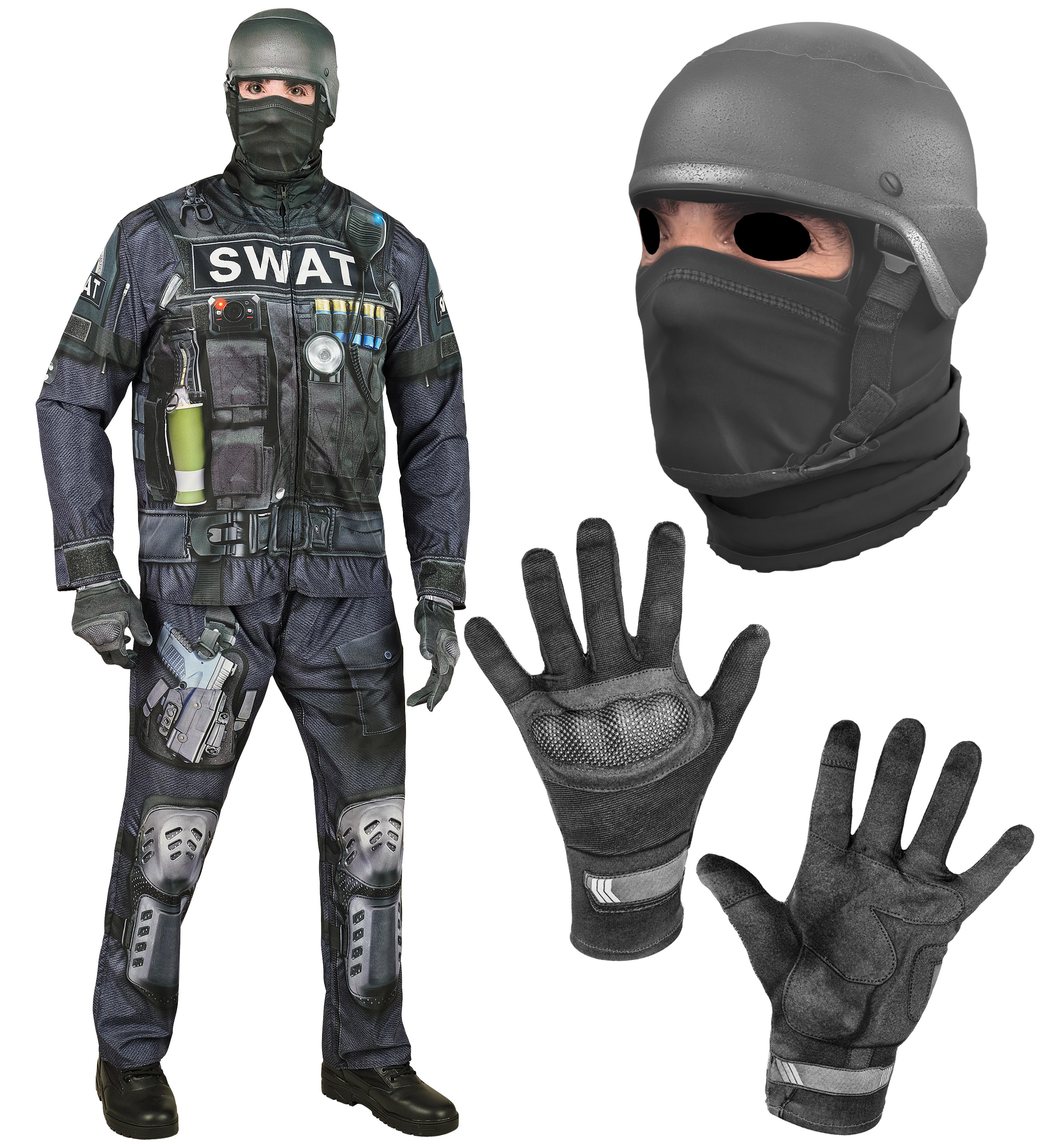 Déguisement effet réaliste policier SWAT imprimé Fast Costume intégral taille XL