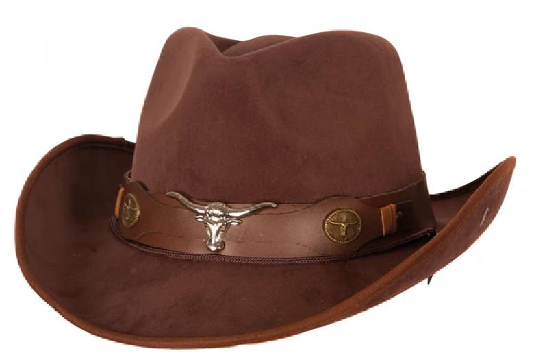 Chapeau de cow-boy imitation daim avec bandeau de qualité