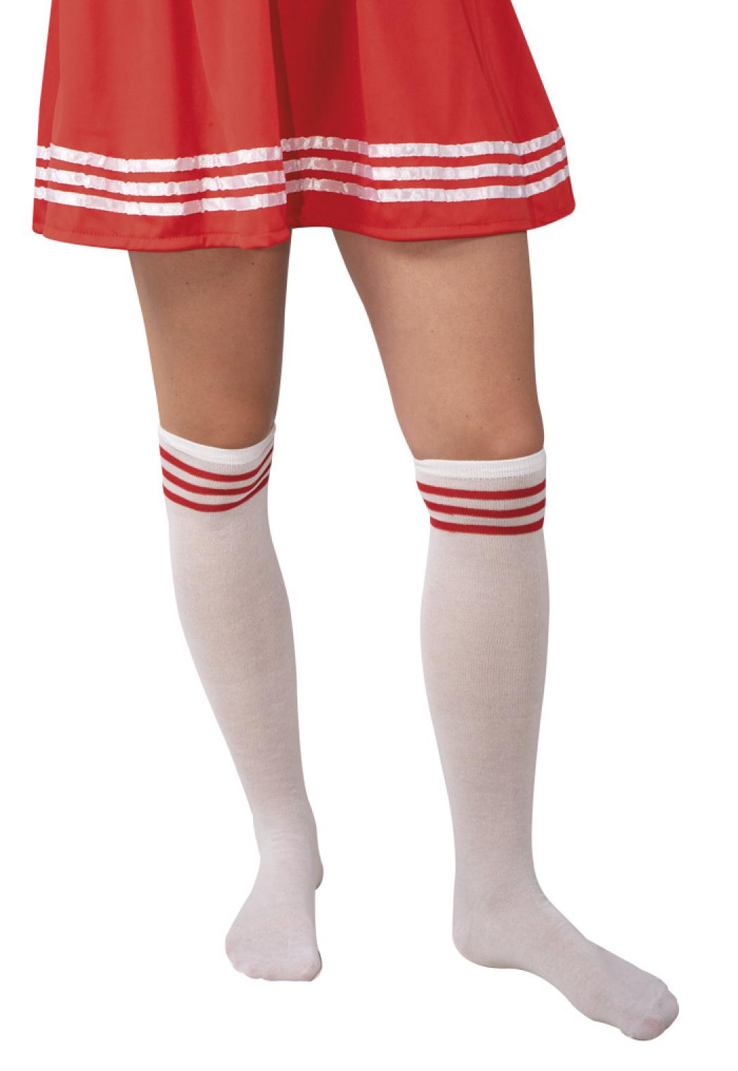Chaussettes de pom pom girl blanc et rouge 