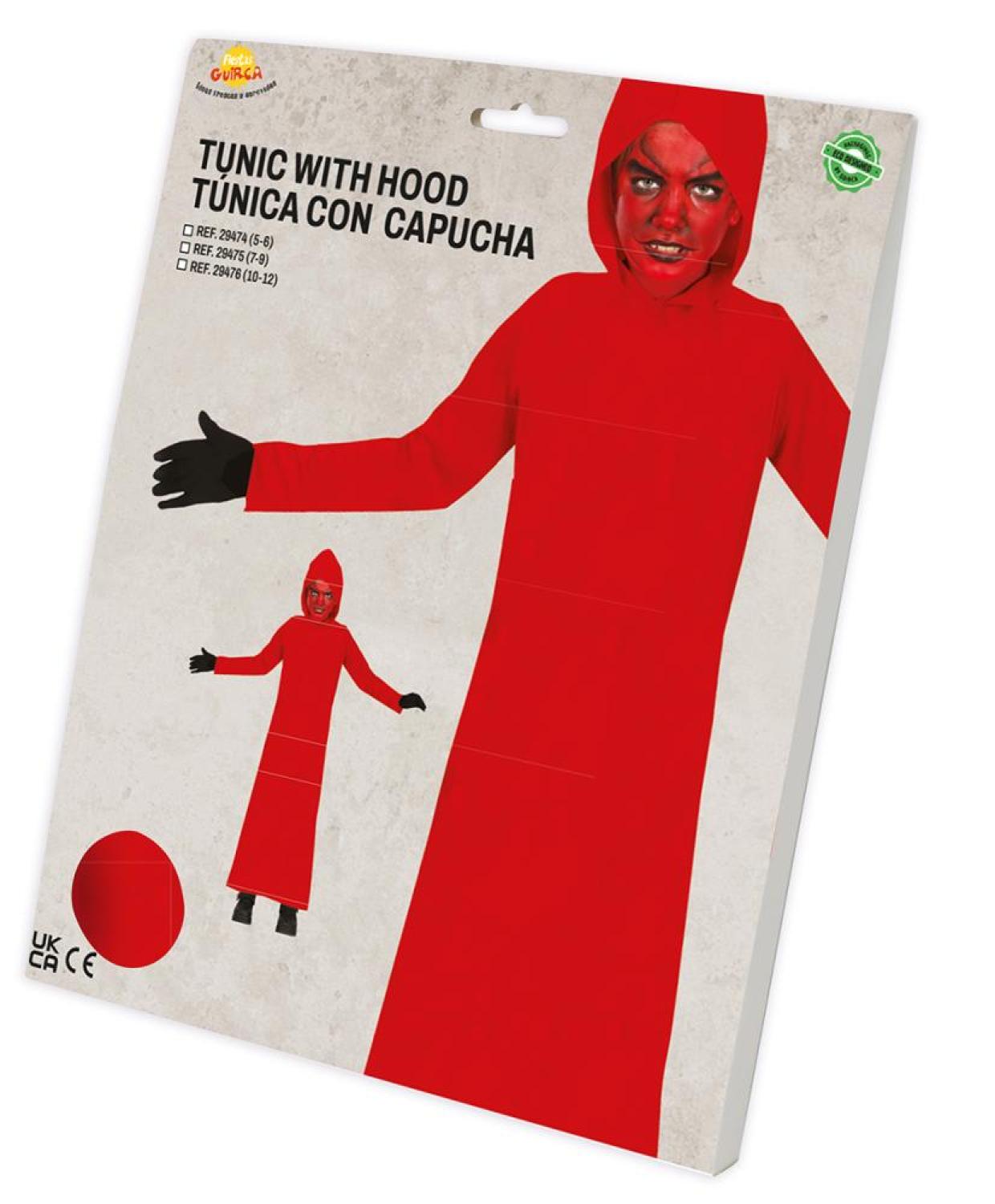 Tunique rouge à capuche taille 5/6 ans