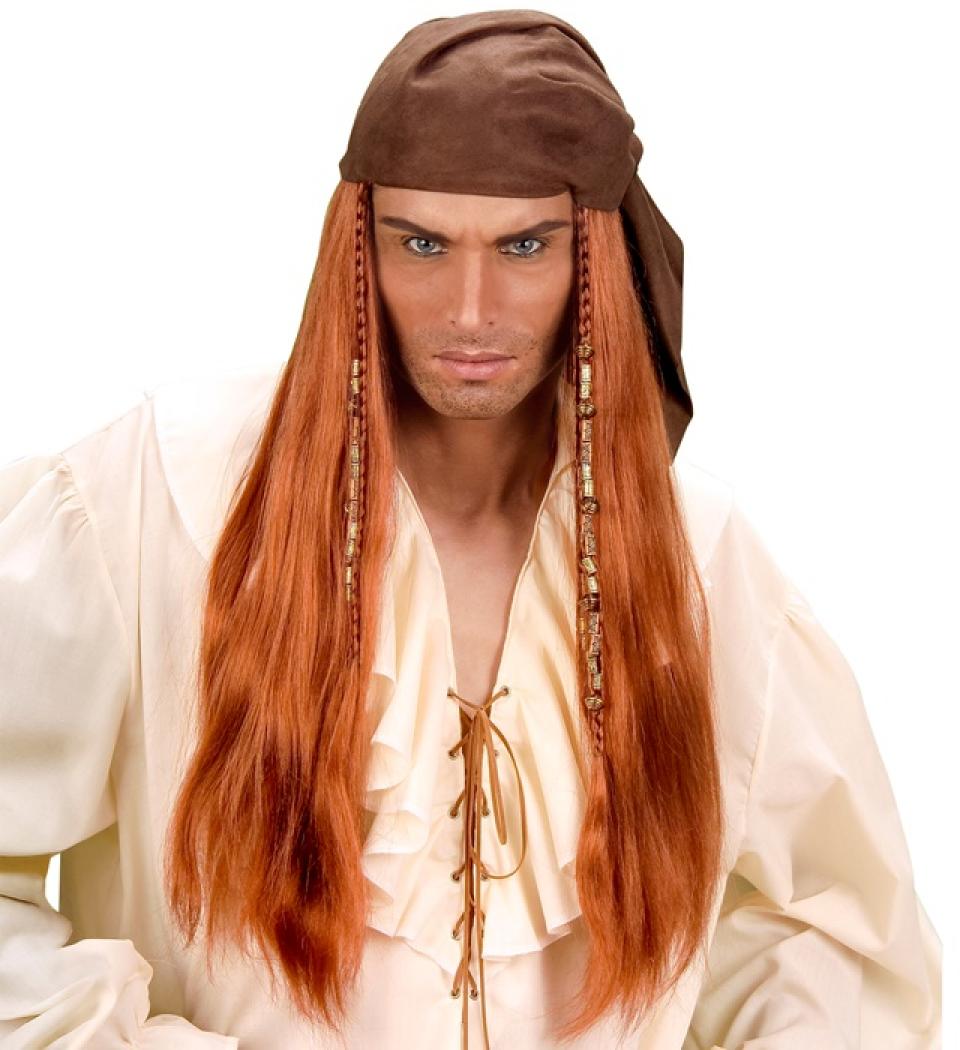 Perruque pirate des caraibes avec bandeau