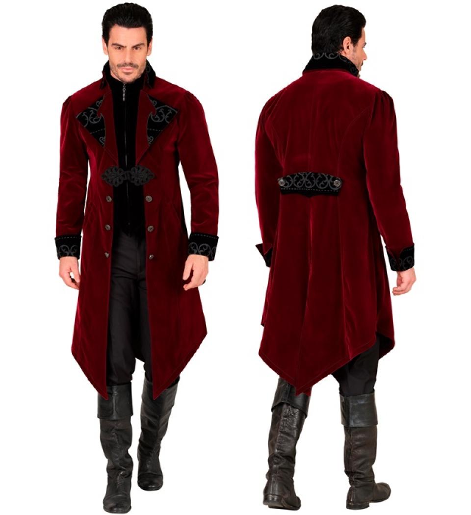Manteau gothique rouge bordeaux en velours qualité luxe taille L