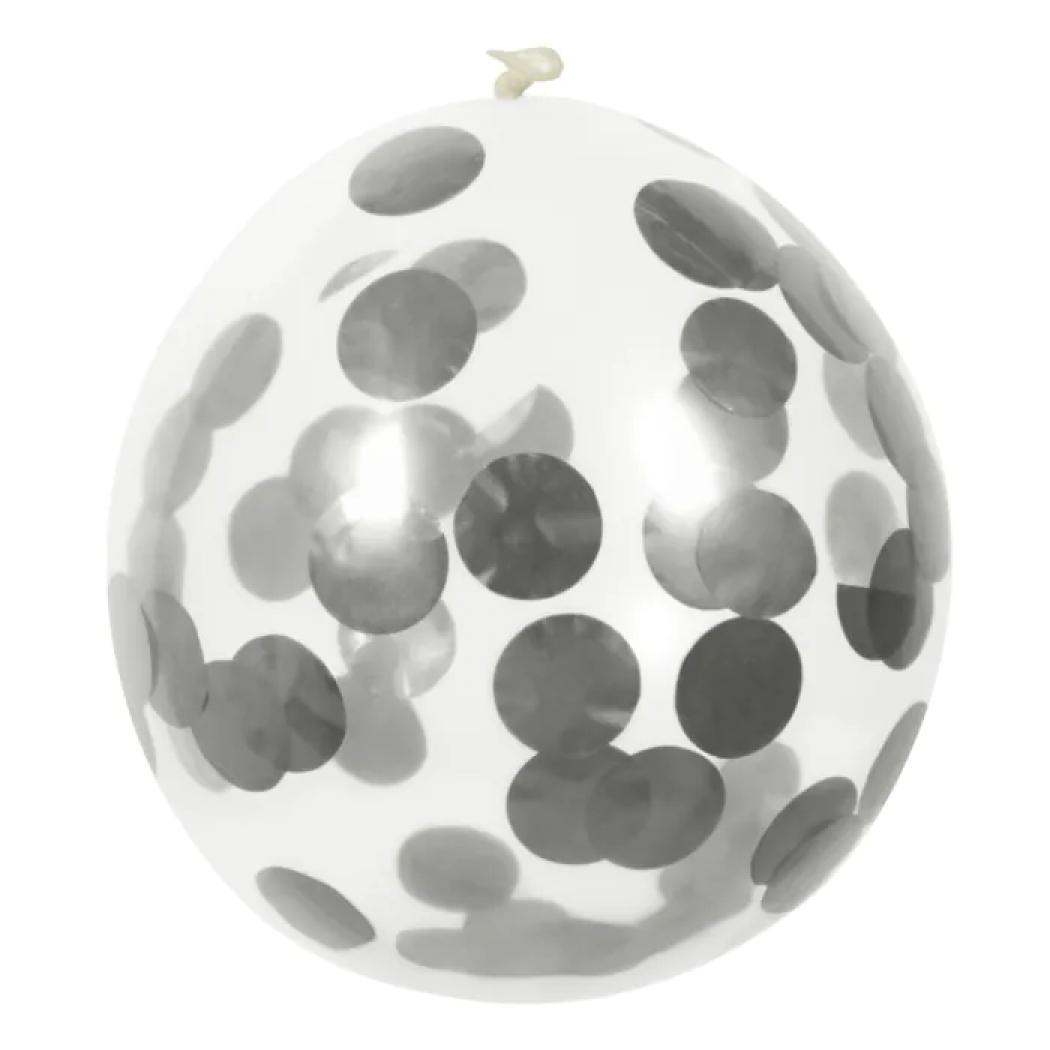 Sachet 5 ballons confettis couleur argent