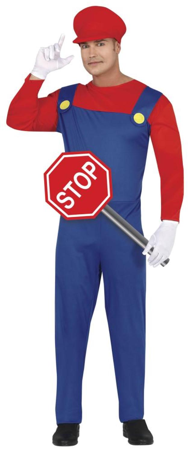 Plombier bleu et rouge taille M