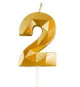 Bougie chiffre diamant or 2