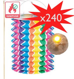 Lot 240 lampions multicolores avec bougies LED et porte-lampions