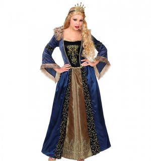 Reine médiévale bleu et or taille XL