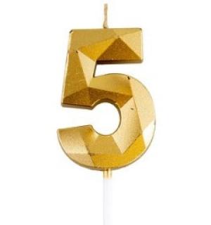 Bougie chiffre diamant or 5
