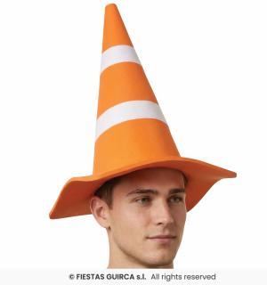 Chapeau cône de chantier orange et blanc 45cm