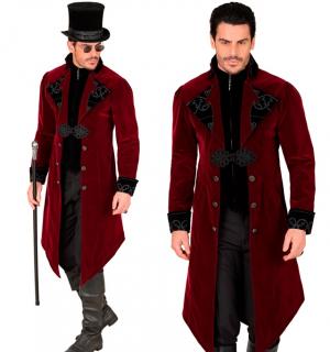 Manteau gothique bordeaux en velours qualité luxe taille M