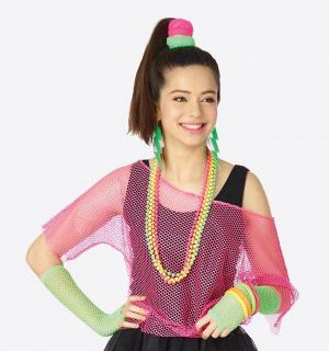 Tee shirt filet résille fluo rose