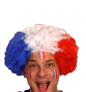 Perruque afro bleu blanc rouge
