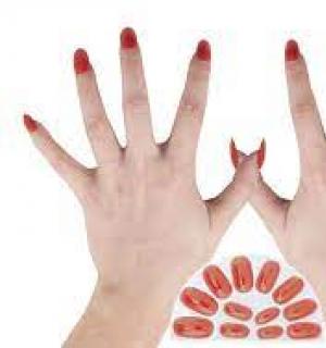 12 faux ongles rouges avec adhésif