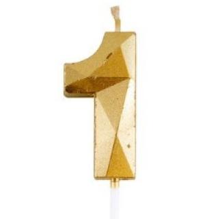 Bougie chiffre diamant or 1