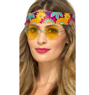 Lunettes hippie rondes jaunes (N23)