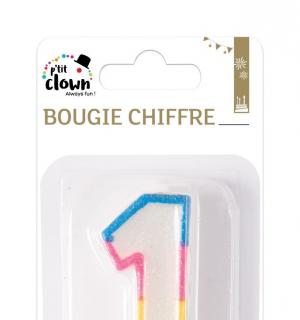 Bougie paillettes chiffre 1