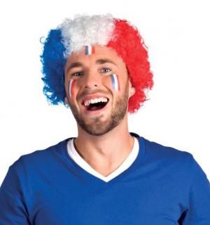 Perruque pop bleu blanc rouge France Tricolore