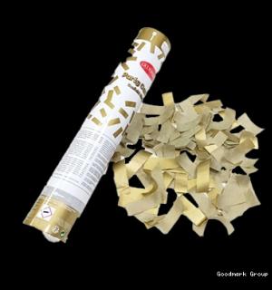 Canon à confettis métal or 30cm