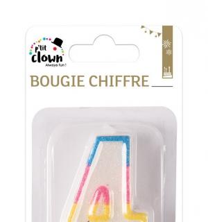 Bougie paillettes chiffre 4