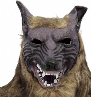Masque de loup en latex et peluche