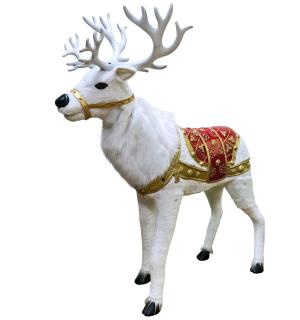 Animatronic automate Renne de Noël blanc avec bois 130cm
