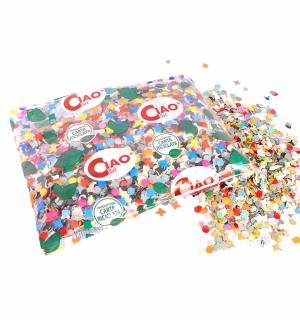 Palette de 1600 pochettes de 200g de confettis multicolores carnaval corso