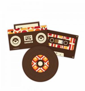 3 décorations murales disco rétro K7 vinyle radio