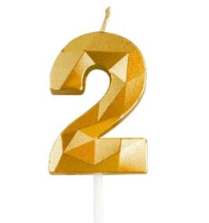 Bougie chiffre diamant or 2