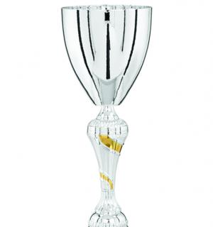 Coupe céramique jaune et blanc + socle marbre 53cm - 6243