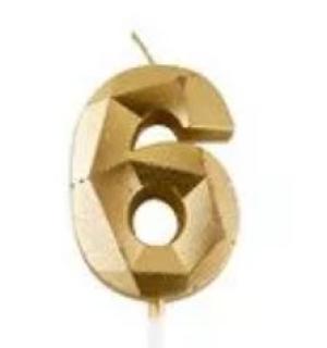 Bougie chiffre diamant or 6