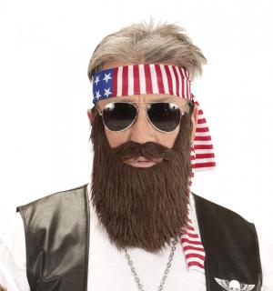 Set Biker avec barbe et bandeau USA