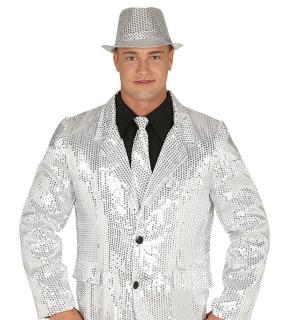 Veste de costume à sequins argent taille L