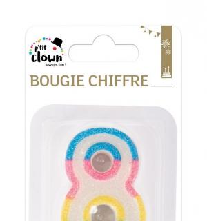 Bougie paillettes chiffre 8