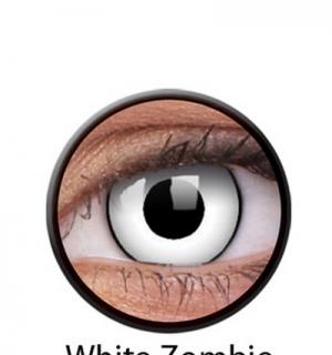Paire de lentilles cosmétiques 1 semaine ZOMBIE blanche tour noir hebdomadaire